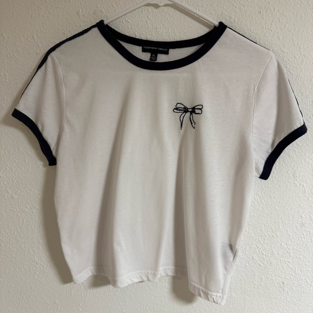 Chic White Tee with Black Accents
